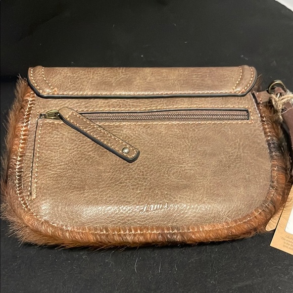 Tony Lama Brown and White Cowhide Western Clutch - Picture 3 of 4